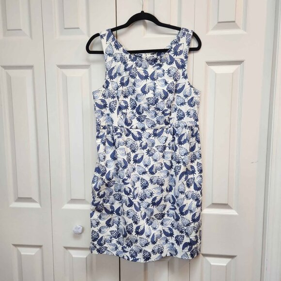 [12] Sleeveless Short Sundress size 12 Blue & White‎ Cotton Pockets - Picture 1 of 11